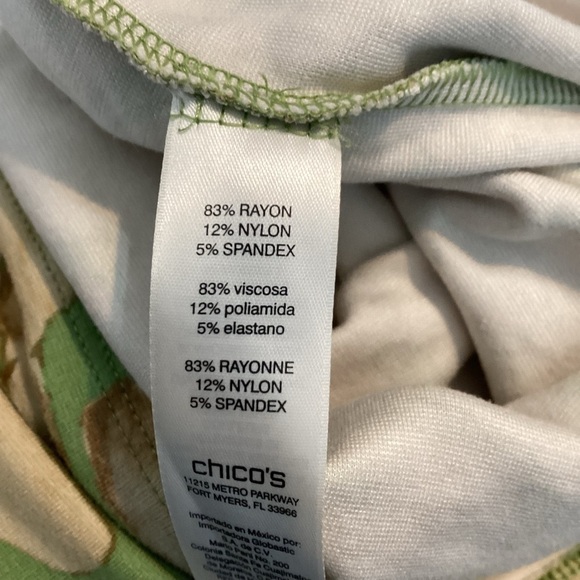 Chico's Jungle Palms Cold Shoulder Top Size M Tan Print - Picture 7 of 7